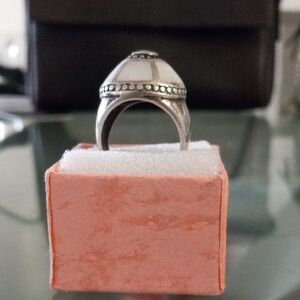 Sterling Silver Dome Ring with White Accents